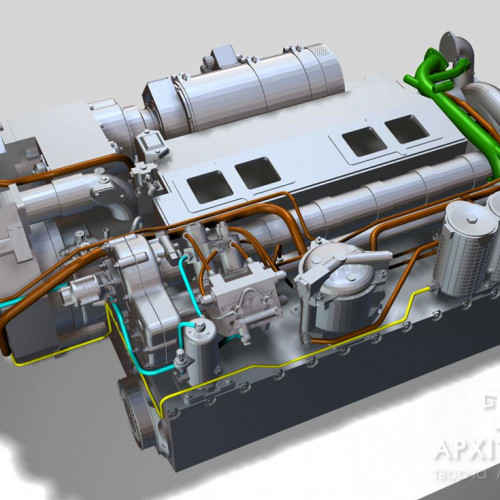 3Д модель для изготовления макета двигателя, на заказ, Киев