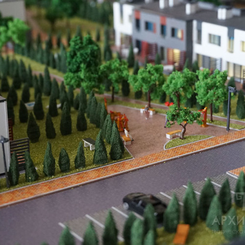 Архитектурный макет коттеджного поселка , масштаб 1: 150