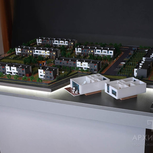 Архитектурный макет поселка с подсветкой