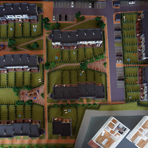Архитектурный макет поселка с подсветкой