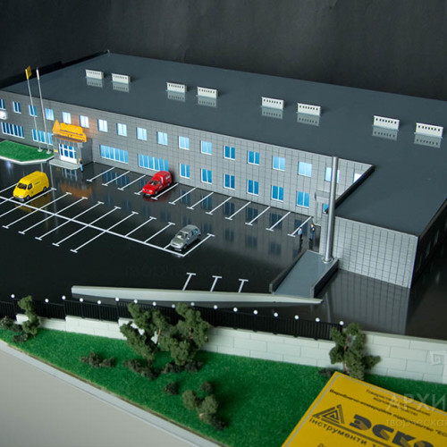 Architectural model of trade and office center