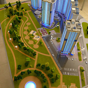 Архитектурный макет жилого комплекса для офиса продаж