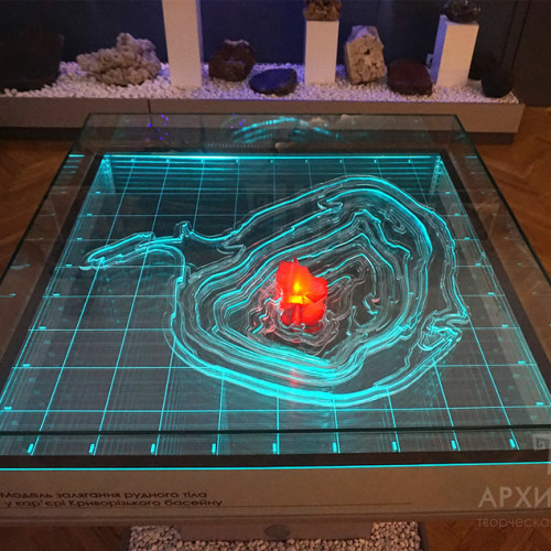 Career layout and backlit map for the museum