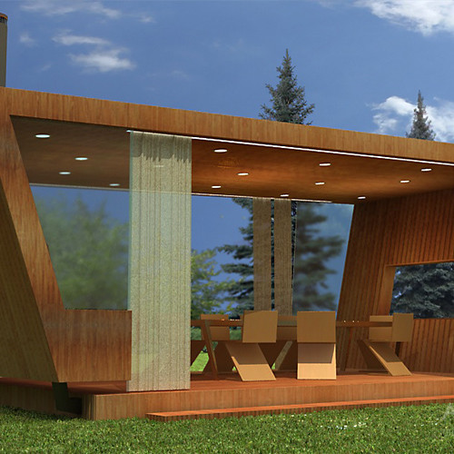 Project of a gazebo with a grill in a modern style