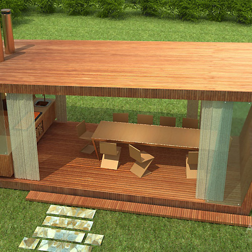 Project of a gazebo with a grill in a modern style