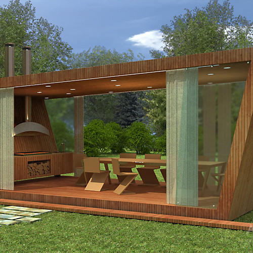 Project of a gazebo with a grill in a modern style