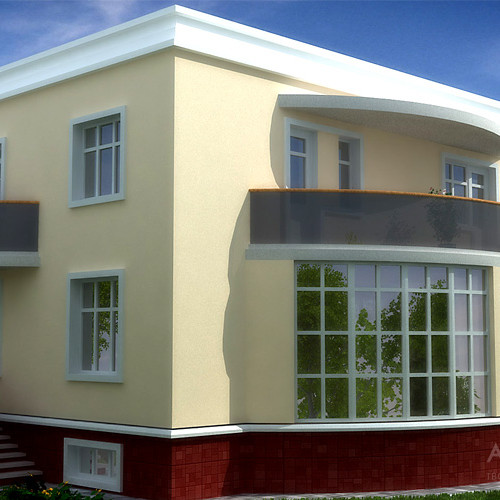 The project of a private house, a variant with a light stucco