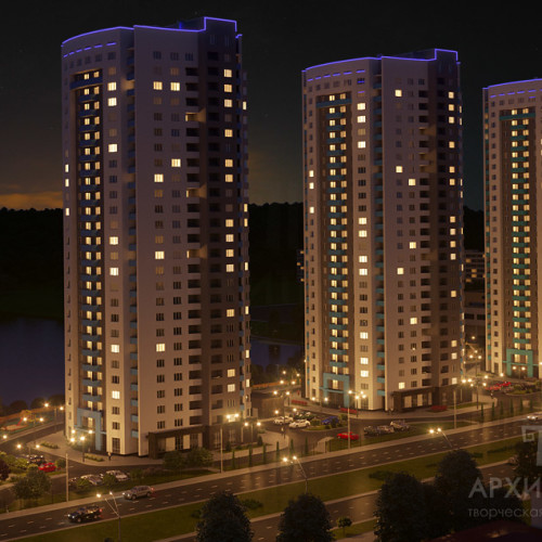 Night visualization of a residential complex