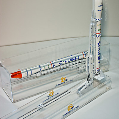 Scale 1:100. Circulation of models Cyclone-4 rockets