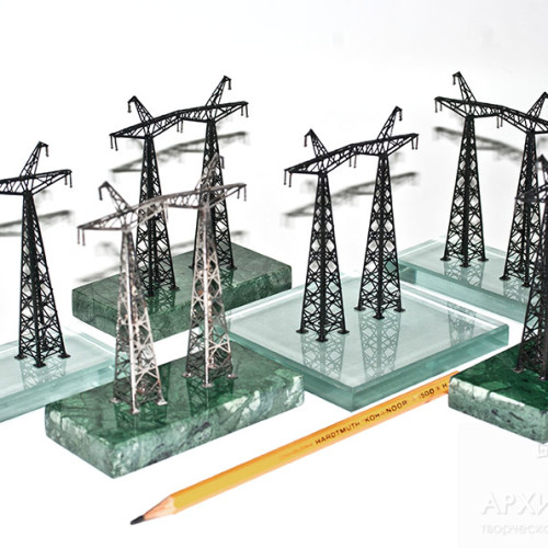 overhead power line Model made of marble «Verde Guatemala»